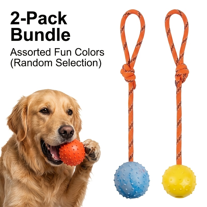 2-Pack Durable Rubber Dog Ball - огляд і ціна Dog Rope Toy Aggressive Chewers