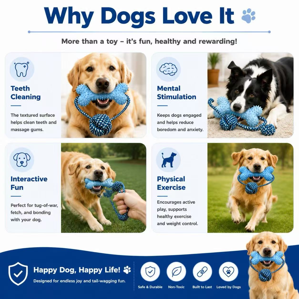 Dog Chew Toys for Aggressive C - огляд і ціна Dog Rope Toy Aggressive Chewers